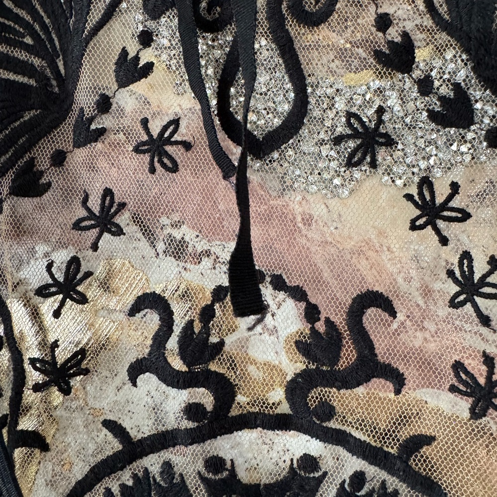 For Love & Lemons Karina Sheer Black Embroidered Butterfly Bodysuit - Picture 14 of 16